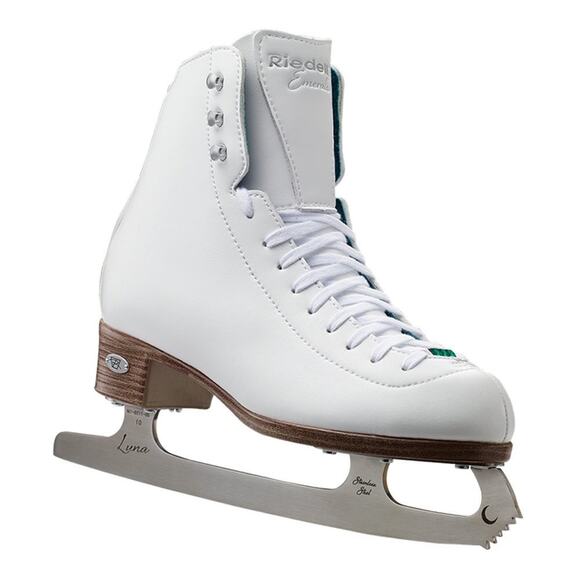 Riedell 119 Emerald Womens Luna Recreational Figure Ice Skates White Size 5 Wide - Picture 1 of 5